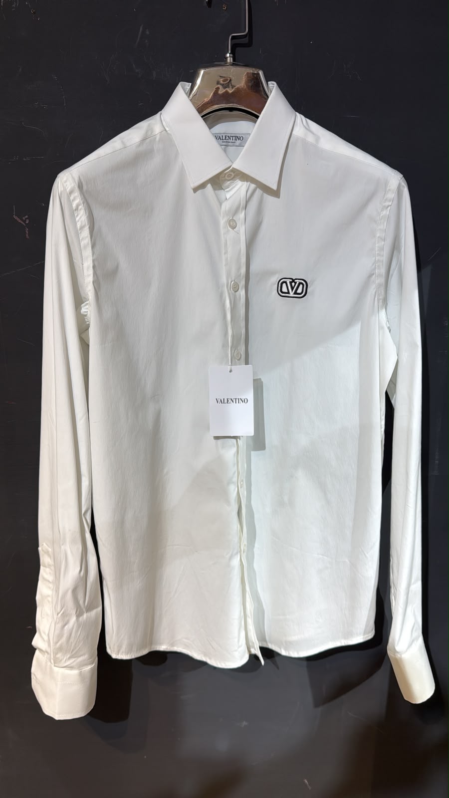 Valentino VLogo Embroidered Long Sleeve Shirt – White