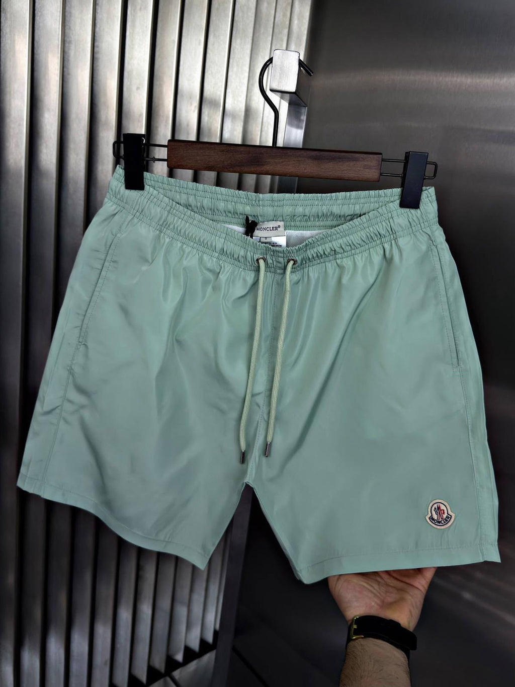 Moncler Logo Swim Shorts – Mint Green