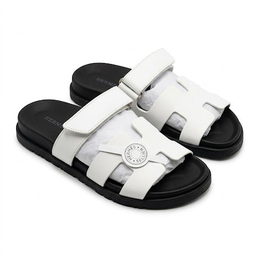 Hermès Chypre Sandals – White & Black