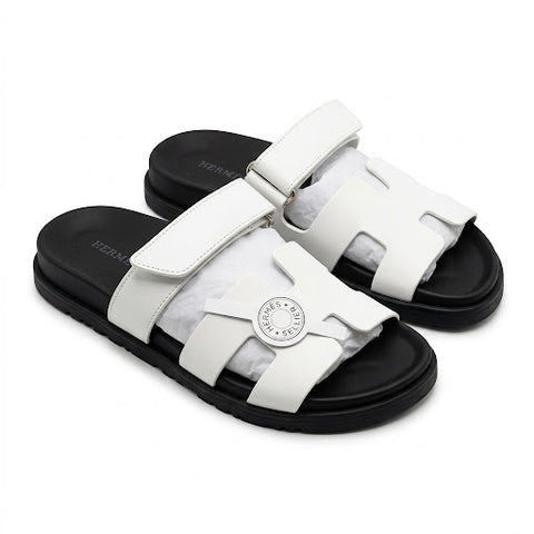Hermès Chypre Sandals – White & Black