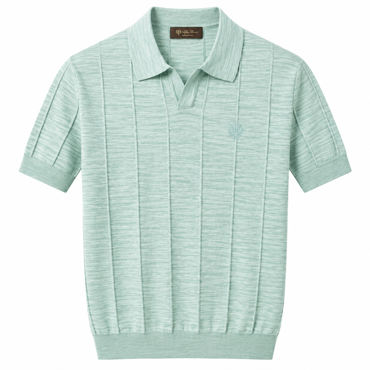 Stefano Ricci Textured Knit Polo – Mint Green