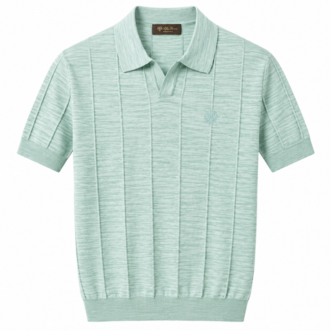 Stefano Ricci Textured Knit Polo – Mint Green