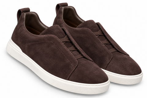 Zegna Suede Slip-On Sneakers – Dark Brown