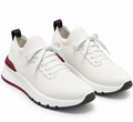 Brunello Cucinelli Knit Runner Sneakers – Ivory & Burgundy