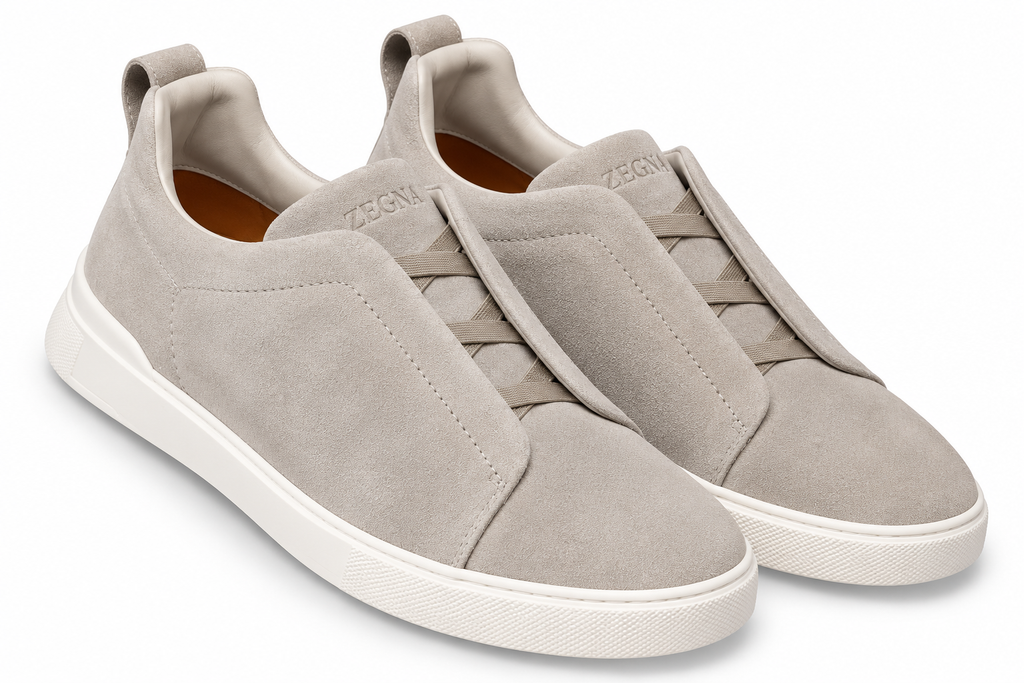 ZEGNA Suede Slip-On Sneakers – Light Grey