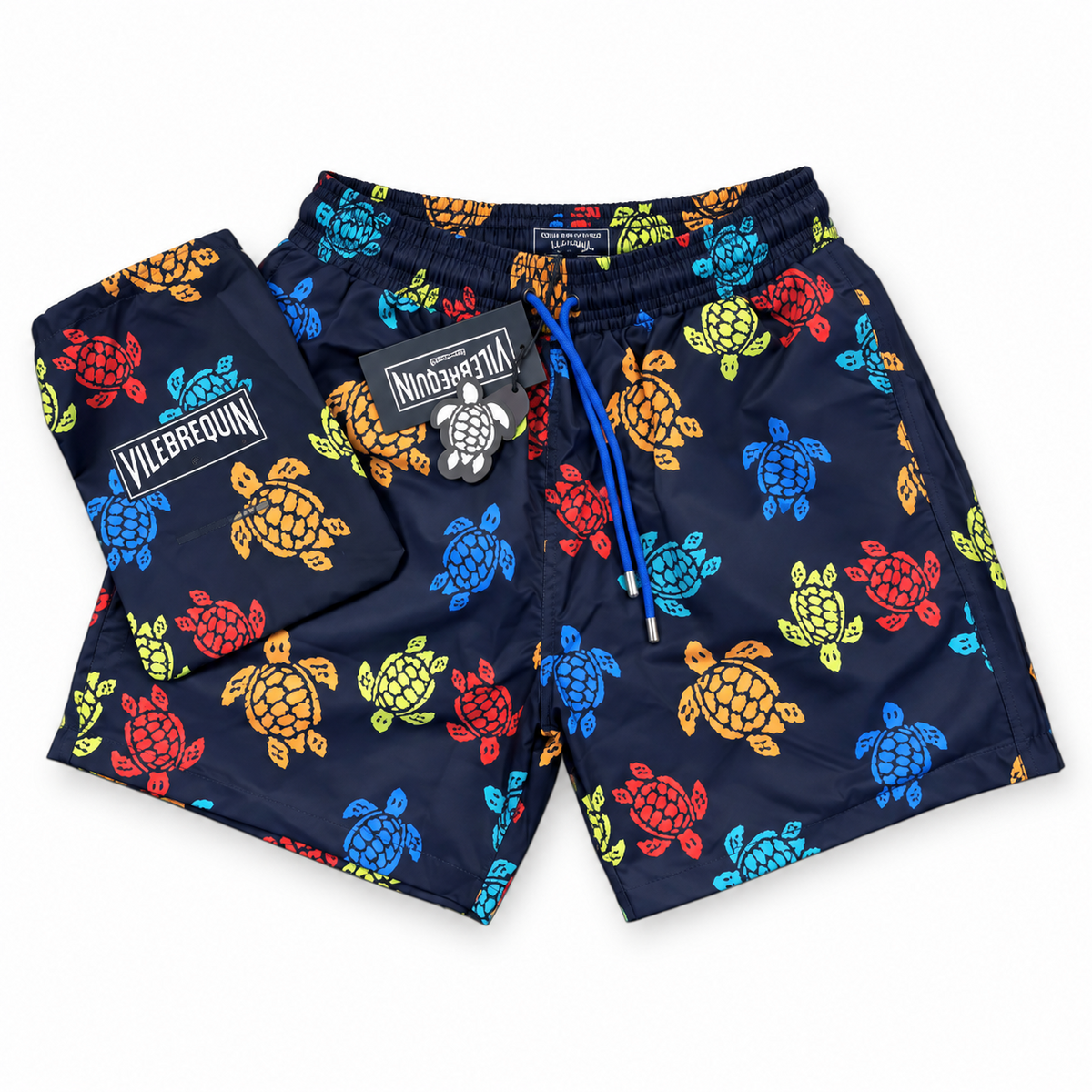 Vilebrequin Multicolor Turtle Print Swim Shorts – Navy