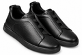 Zegna Leather Slip-On Sneakers – Black