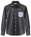 Dior Christian Dior Paris Patterned Pocket Shirt – Charcoal Black & Blue