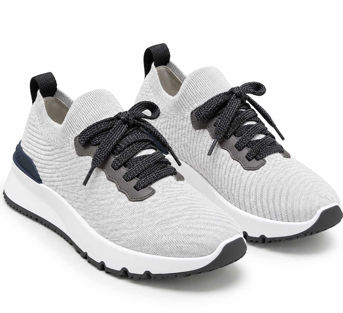 Brunello Cucinelli Knit Runner Sneakers – Light Grey & Charcoal