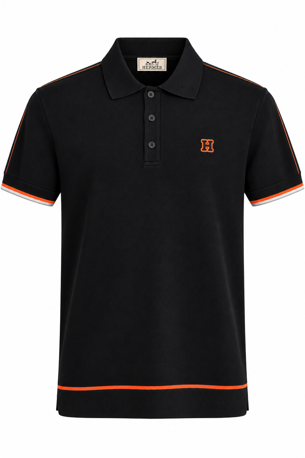 Hermès H Logo Trim Polo Shirt – Black