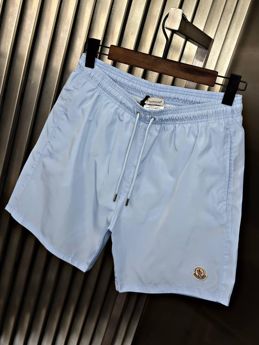Moncler Logo Swim Shorts – Light Blue