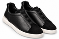 ZEGNA Leather & Suede Slip-On Sneakers – Black & Ivory