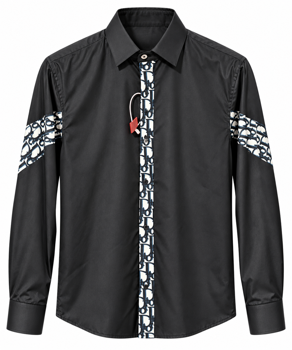 Dior Oblique Monogram Panel Long Sleeve Shirt – Black & Navy