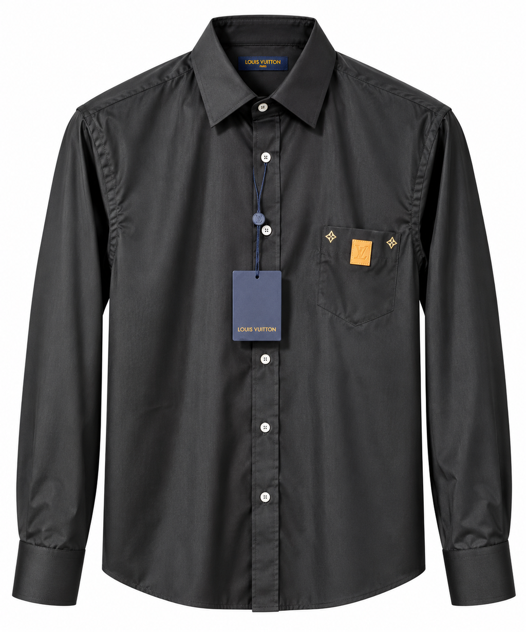 Louis Vuitton LV Monogram Pocket Long Sleeve Shirt – Charcoal Black