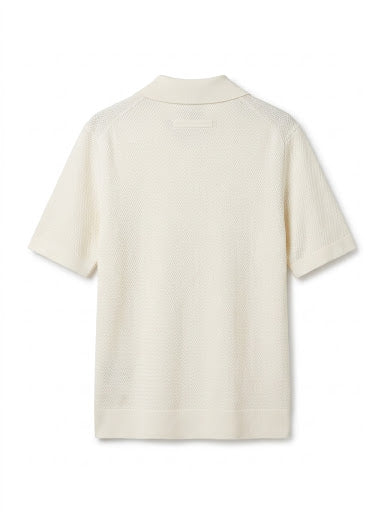 ZEGNA Textured Short-Sleeve Knit Polo – White