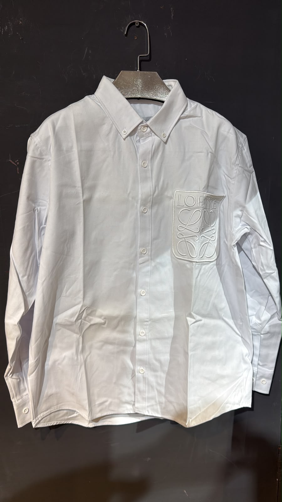 Loewe Anagram Embroidered Long Sleeve Shirt – White