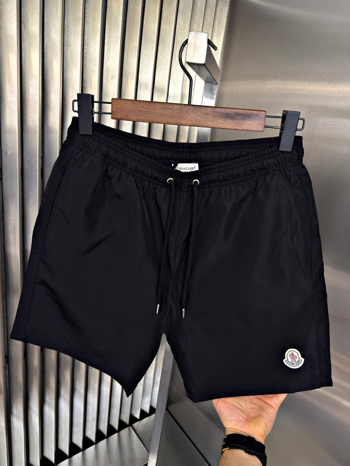 MONCLER Logo Patch Swim Shorts – Black