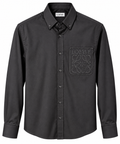 Loewe Anagram Embroidered Long Sleeve Shirt – Charcoal Gray