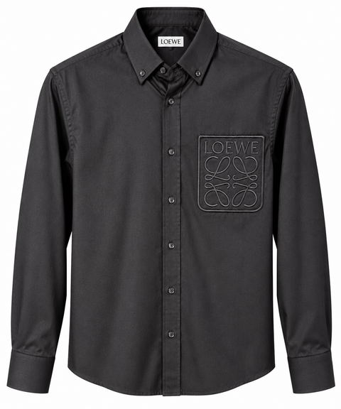 Loewe Anagram Embroidered Long Sleeve Shirt – Charcoal Gray