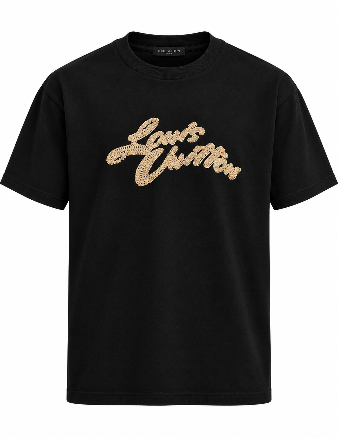 Louis Vuitton Embroidered Signature T-Shirt – Black & Gold