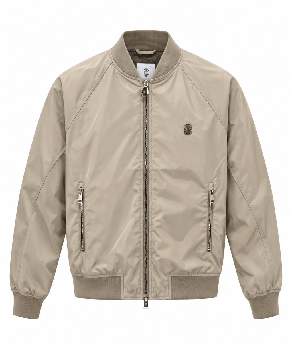 Beige Lightweight Bomber Jacket