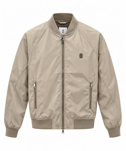 Beige Lightweight Bomber Jacket