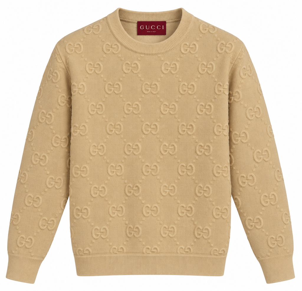 Gucci GG Embossed Knit Sweater – Beige