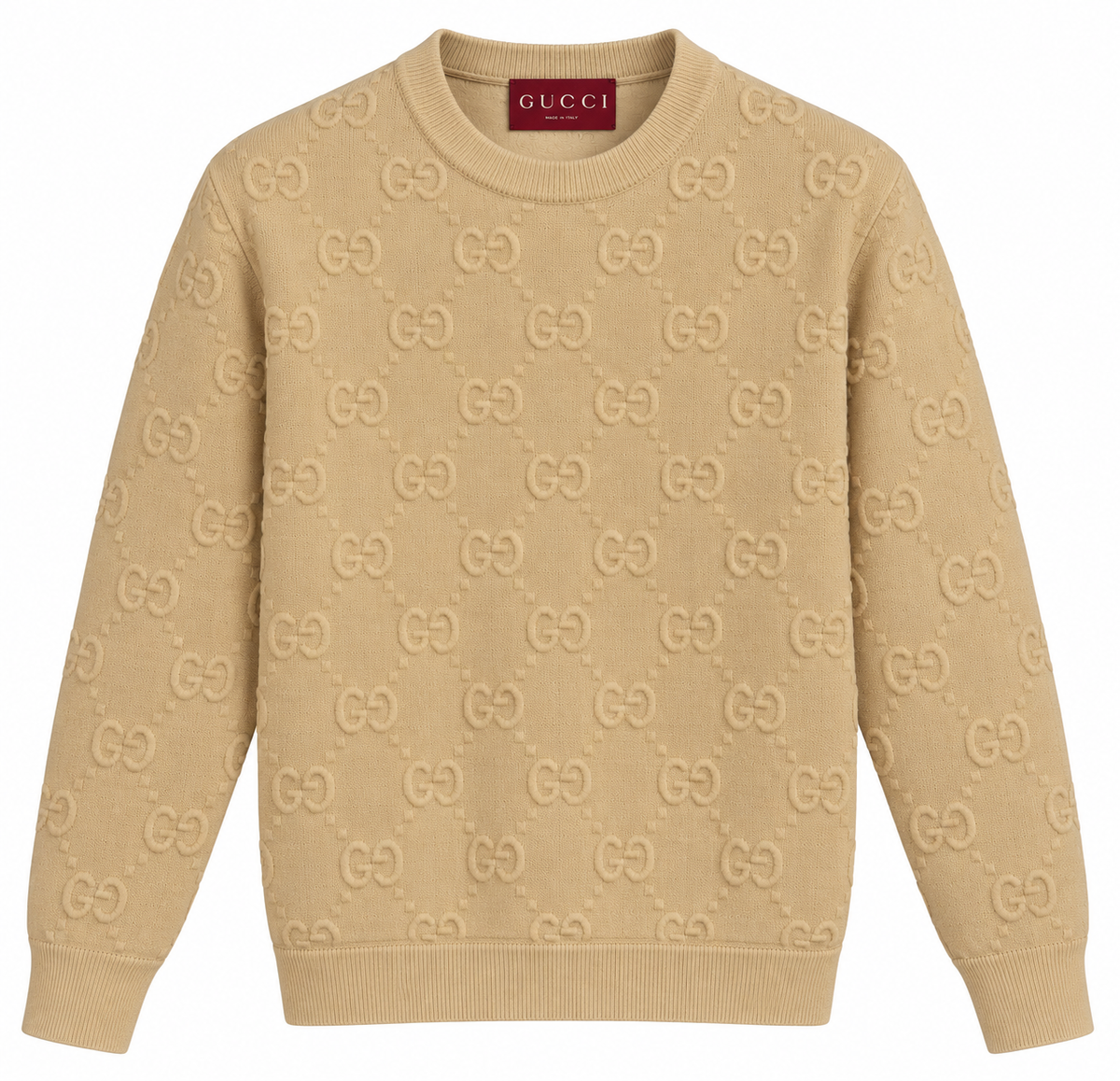 Gucci GG Embossed Knit Sweater – Beige