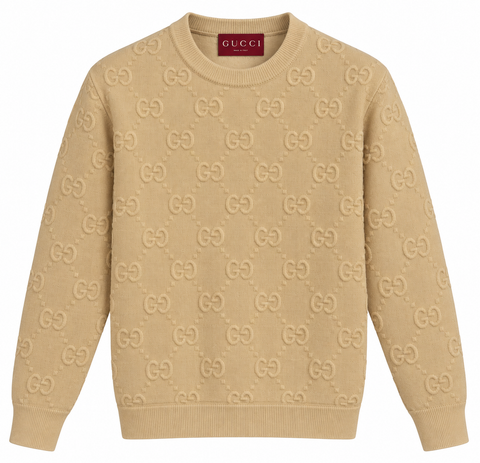Gucci GG Embossed Knit Sweater – Beige