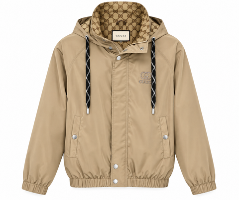 Gucci GG Monogram Hooded Bomber Jacket – Beige