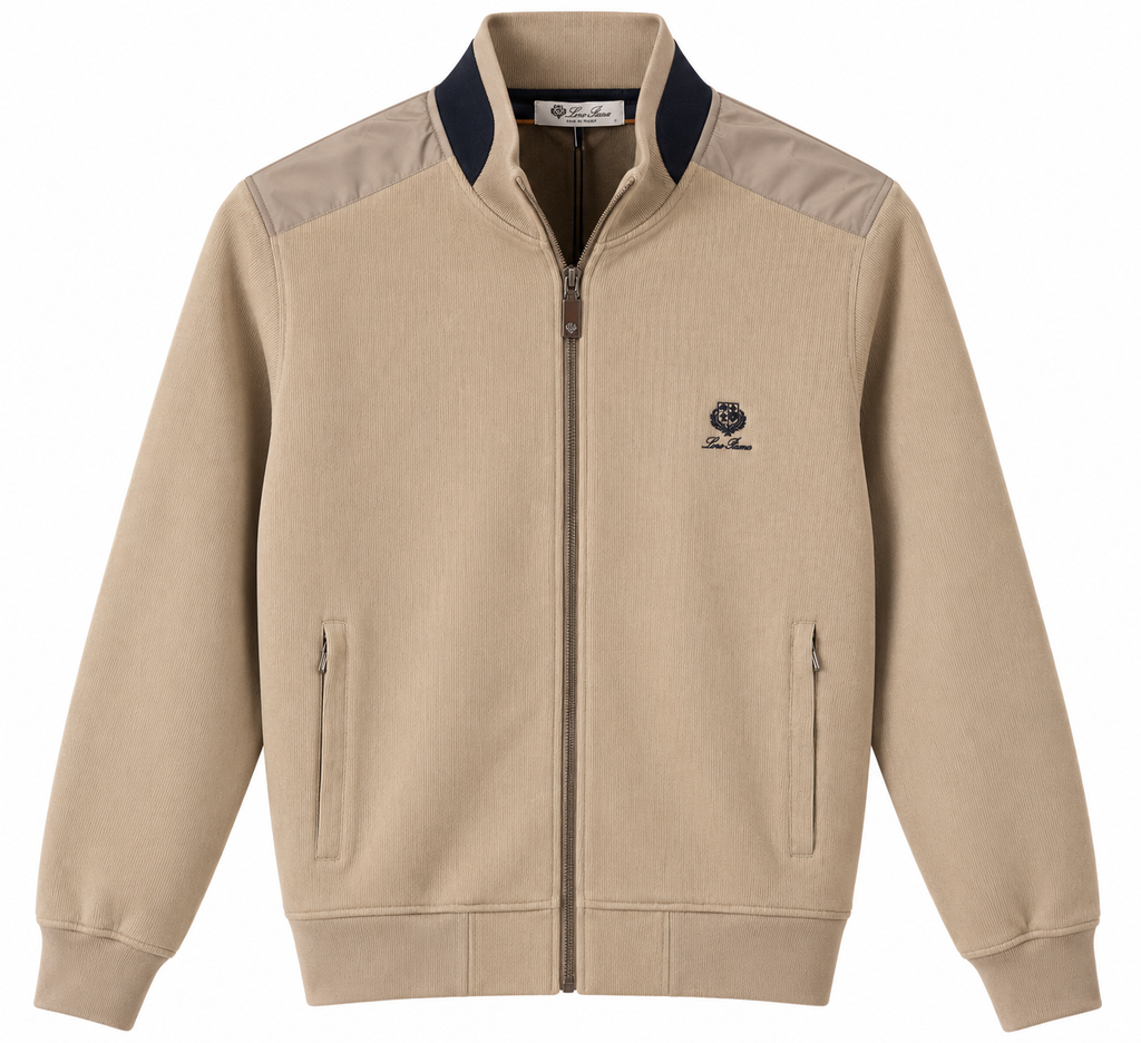 Loro Piana Ribbed Zip-Up Jacket – Beige