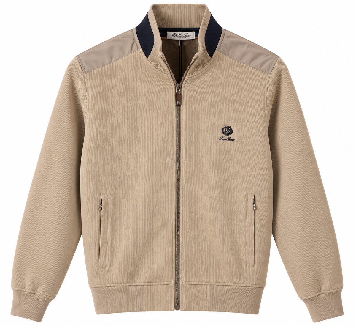 Loro Piana Ribbed Zip-Up Jacket – Beige