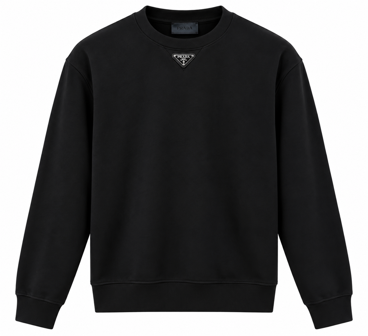 Prada Black Triangle Logo Crewneck Sweatshirt