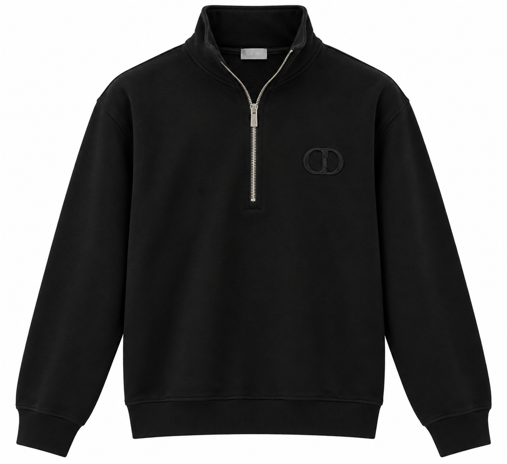 Dior Black CD Logo Half-Zip Sweatshirt