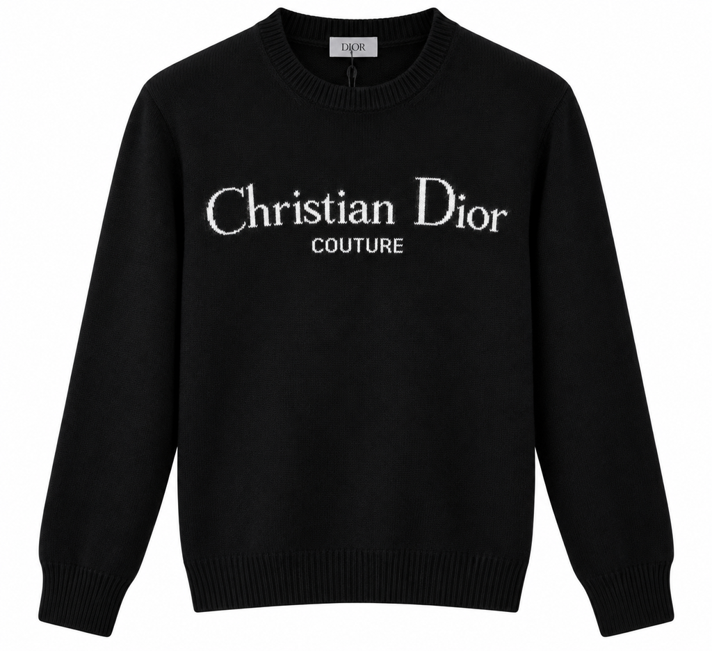 Christian Dior Couture Black Logo Knit Sweater