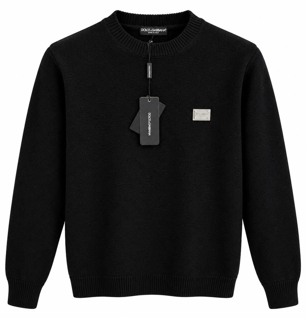 Dolce & Gabbana Metal Logo Knit Sweater – Black
