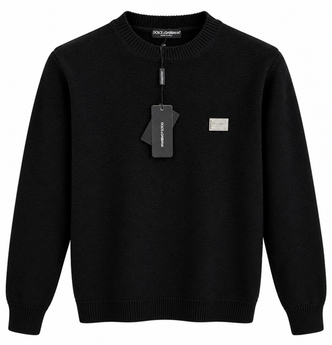 Dolce & Gabbana Metal Logo Knit Sweater – Black
