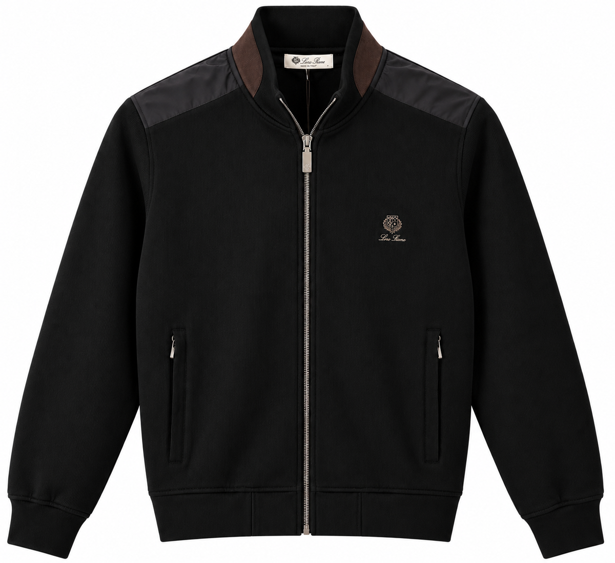 Loro Piana Ribbed Zip-Up Jacket – Black