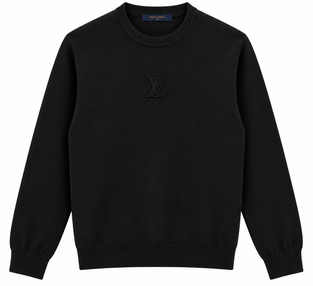 Louis Vuitton Black Tonal LV Crewneck Sweater