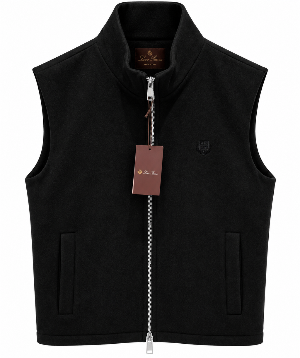 Loro Piana Zip-Up Wool-Blend Vest – Black