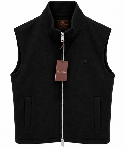 Loro Piana Zip-Up Wool-Blend Vest – Black