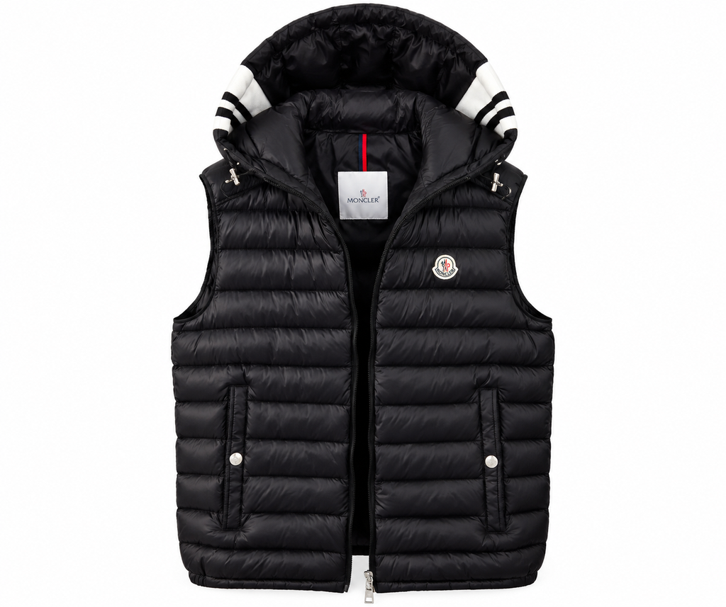 Moncler Hooded Quilted Puffer Vest – Black