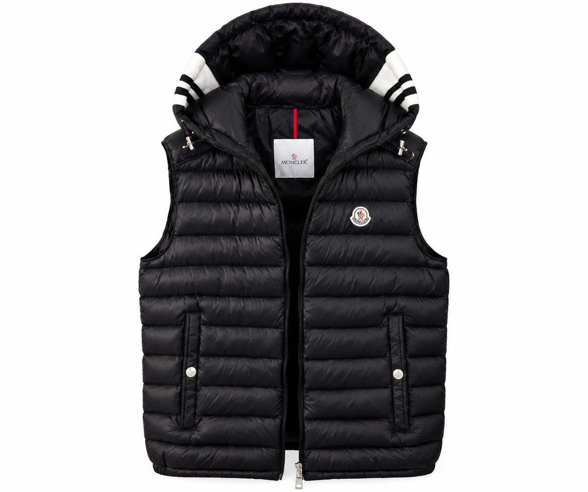 Moncler Hooded Quilted Puffer Vest – Black