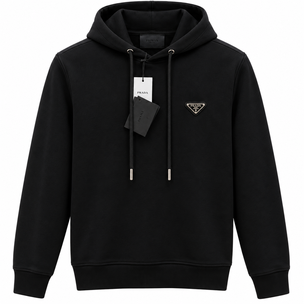Prada Black Triangle Logo Hoodie