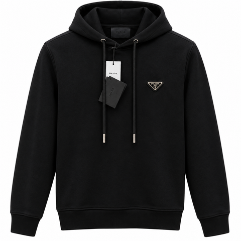 Prada Black Triangle Logo Hoodie