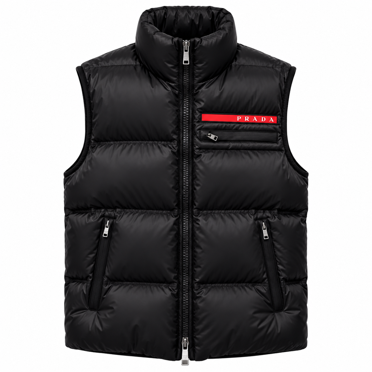 Prada Logo Puffer Vest – Black