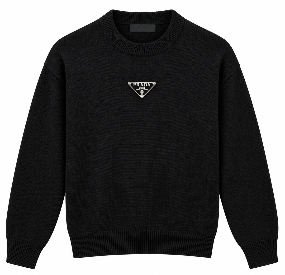 Prada Triangle Logo Knit Sweater – Black