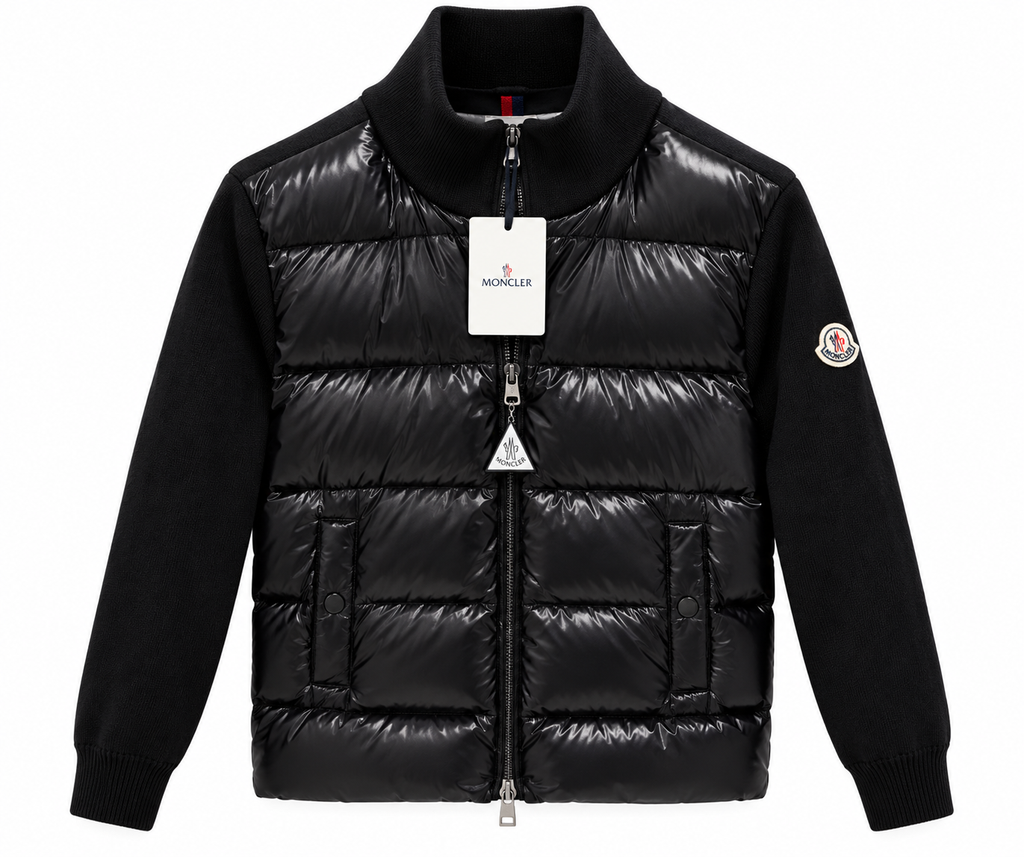 Moncler Hybrid Knit Sleeve Puffer Jacket – Black
