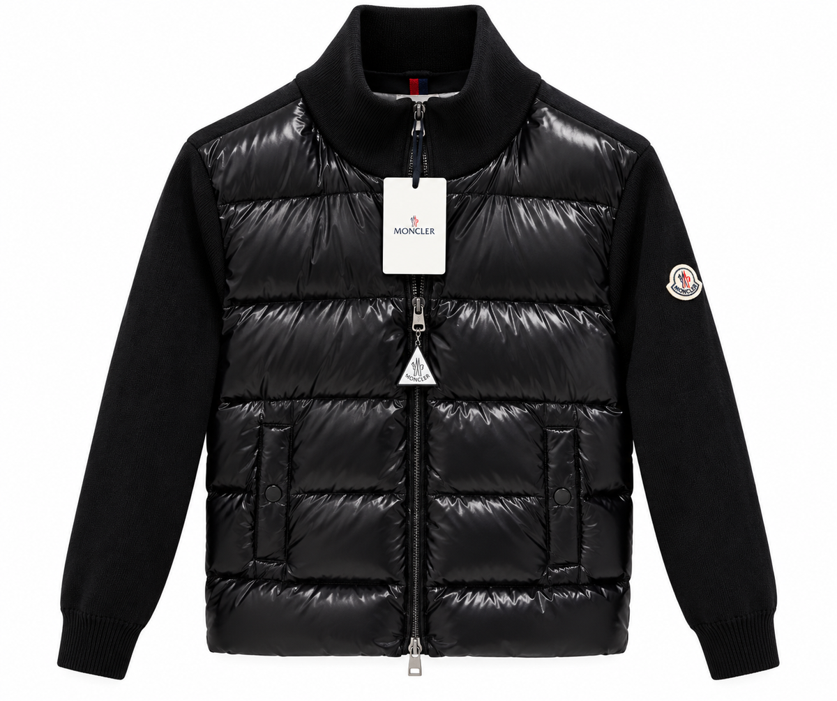 Moncler Hybrid Knit Sleeve Puffer Jacket – Black