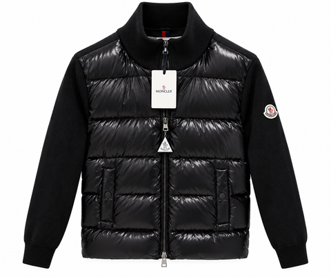 Moncler Hybrid Knit Sleeve Puffer Jacket – Black